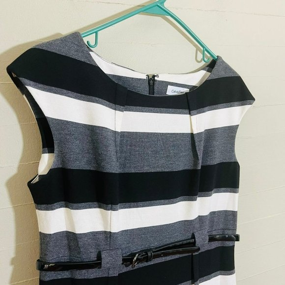 Calvin Klein Black and White Striped Mini Dress - Picture 4 of 9